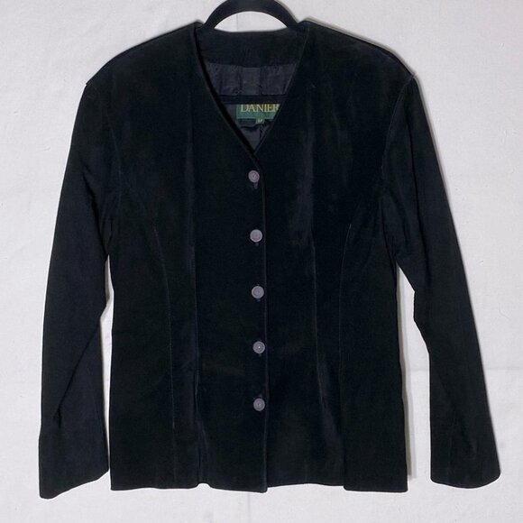 Vintage Danier black suede button front light jacket 90s blazer S - Picture 13 of 13